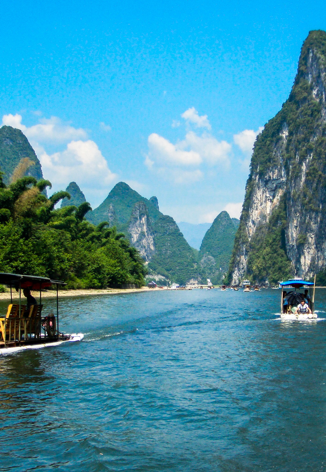 Enjoy the karst mountains and countryside views when you're on a Li River cruise.